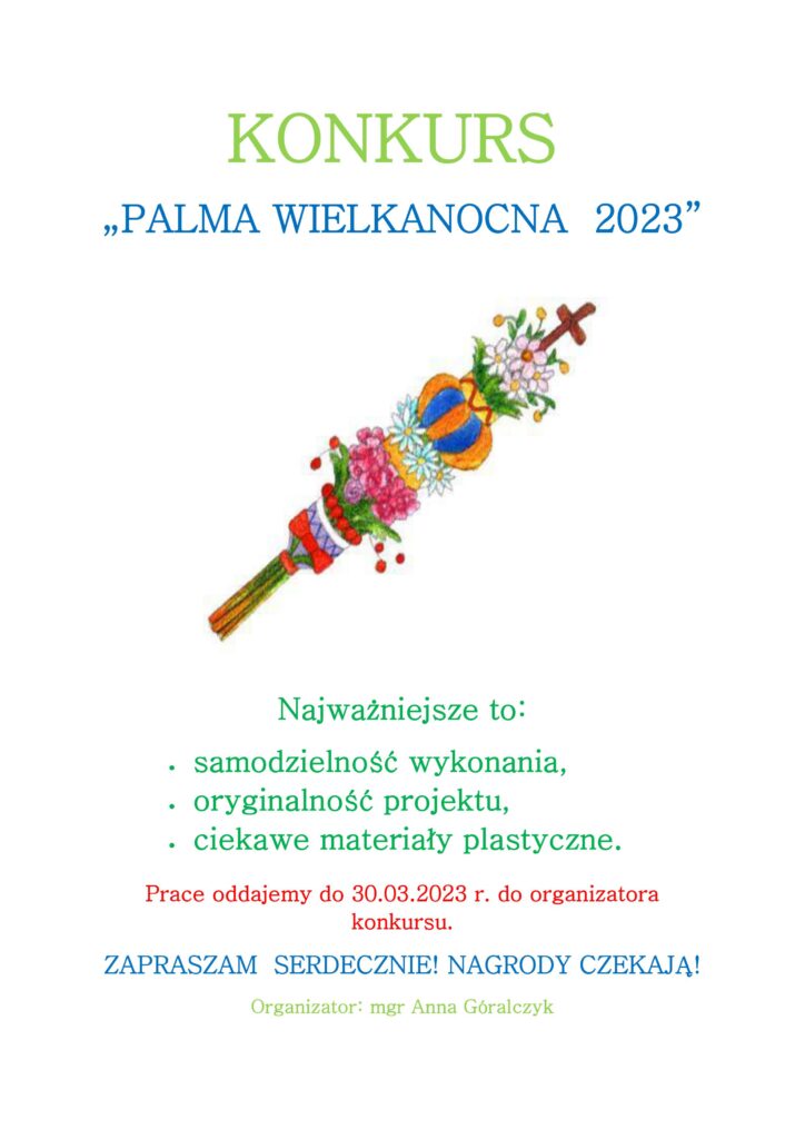 Plakat reklamujący konkurs Palma wielkanocna 2023